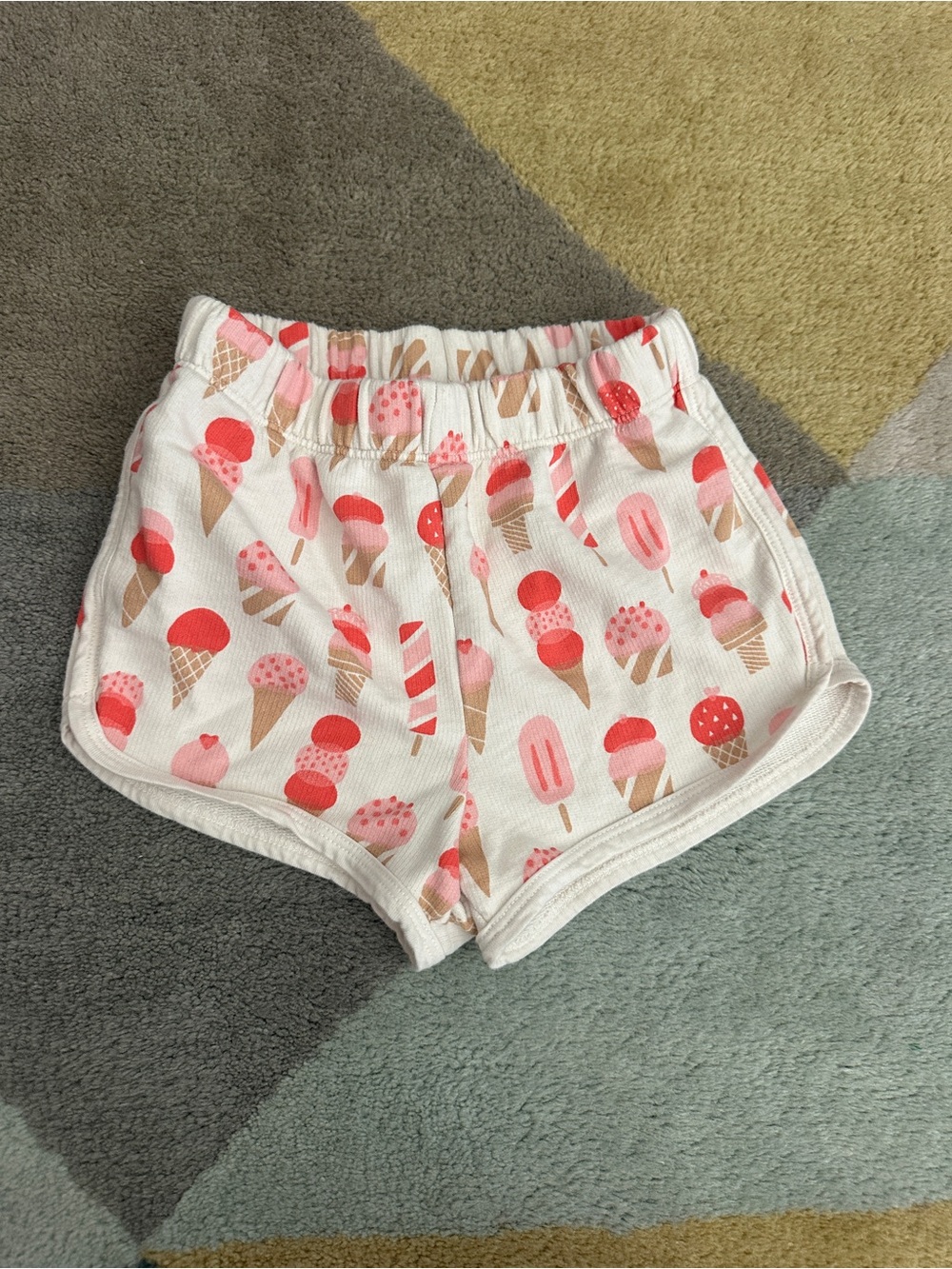 Winter Water Factory Girls' Ice Cream Print White Pink Summer Shorts